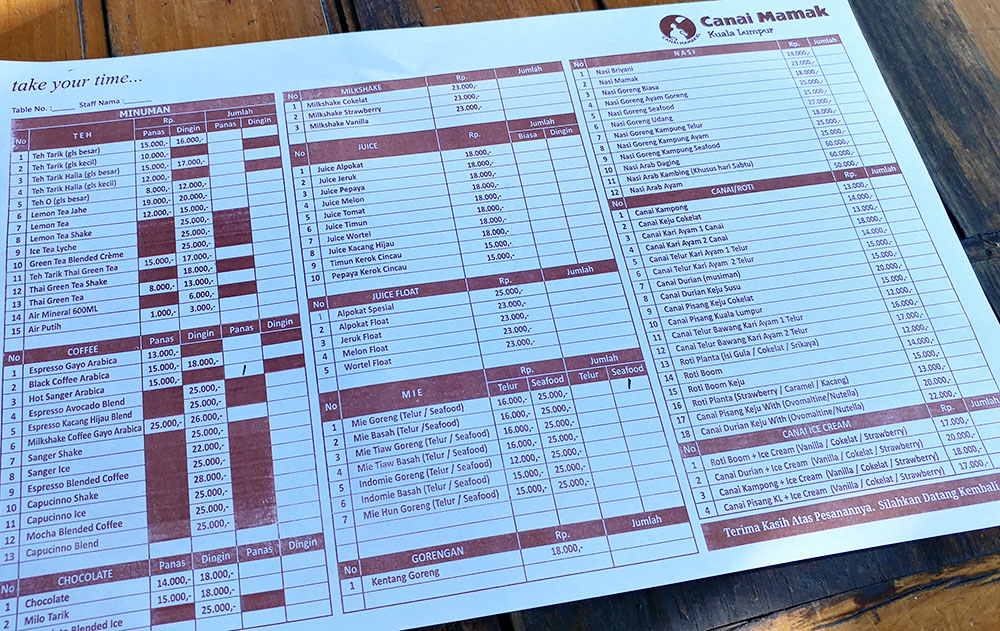 Menu Di Canai Mamak Kuala Lumpur Banda Aceh