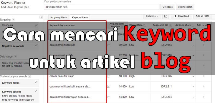 Cara mencari keyword untuk blog